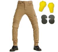 SHAIYOU Mens Motorcycle Pants,Motorbike Trousers Biker Jeans Protections Touring Hiking Trouser Cargo Pants with Padded Armour and Multi-pockets (Khaki,XS)