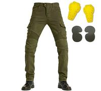 SHAIYOU Mens Motorcycle Pants,Motorbike Trousers Biker Jeans Protections Touring Hiking Trouser Cargo Pants with Padded Armour and Multi-pockets (Green,L)