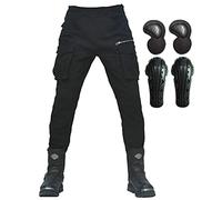 SHAIYOU Mens Motorcycle Pants,Motorbike Trousers Heavy Duty Biker Jeans Protections Combat Touring Trouser Armoured Cargo Pants with Zip Pockets (Black,L)