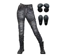 SHAIYOU Womens Motorcycle Trousers,Ladies Kevlar Lined Protective Motorbike Jeans Armoured Riding Motocross Racing Stretch Pants with 4 Removable Armour (Black,M)