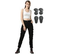 SHAIYOU Womens Motorcycle Trousers,Ladies Motorbike Protective Jeans Stretch Armoured Riding Motocross Racing Pants with Removable Armour and Multi-pockets (Black,L)