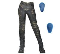 SHAIYOU Womens Motorcycle Trousers, Ladies Motorbike Protective Stretch Jeans Breathable Cloth Armoured Riding Motocross Racing Safety Pants with 4 Removable Armour (Green,M)