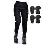 SHAIYOU Womens Motorcycle Trousers,Ladies Stretch Kevlar Lined Protective Motorbike Jeans Armoured Riding Motocross Racing Pants with 4 Removable Armour (B,L)