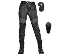 SHAIYOU Womens Motorcycle Trousers,Summer Mesh Breathable Ladies Motorbike Protective Jeans Stretch Armoured Riding Motocross Racing Denim Pants with Removable Armour (M)