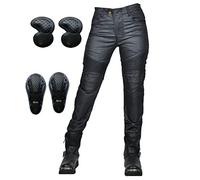 SHAIYOU Womens Motorcycle Trousers,Waterproof Ladies Motorbike Protective Coated Pants Armoured Riding Motocross Stretch Racing Jeans with 4 Removable Armour (A,XS)