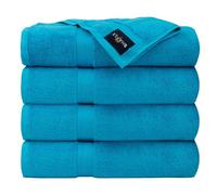 shajflex 4Pcs Bath Towels Sets | 650 GSM Bathroom Bath Sheets | 70X140CM Quick Dry Extra Large Towel Accessory Set | Highly Absorbent 100% Luxury Cotton|Bathroom Accessories (Azul)