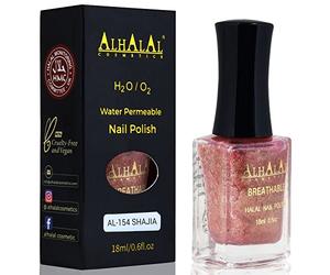 Shajia Halal Gel Nail Polish - Water Permeable Red & White Nail Enamel - Glossy Finish, Vegan & Cruelty-Free (AL-154)