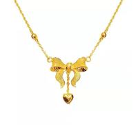 Shajin Runaway Princess Clavicle Necklace Women's Bow Heart Tassel Pendant Clavicle Necklace Long-lasting Color