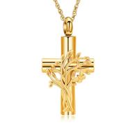 shajwo Cremation Jewelry Tree of Life Cross Urn Necklaces for Ashes for Women Men Memorial Human Ashes Pendant, Stainless Steel, No Gemstone