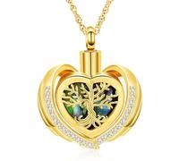 shajwo Tree of Life Heart Cremation Jewelry Urn Necklaces for Ashes for Women Men Human Ashes Keepsake Memorial Pendant of Loved One, Stainless Steel, No Gemstone