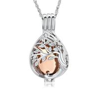shajwo Tree of Life Urn Necklaces for Ashes for Women Men Teardrop Cremation Jewelry for Ashes Memorial Pendant, Stainless Steel, No Gemstone