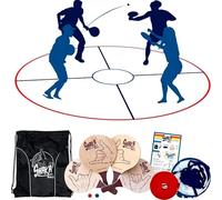 Shaka Ball Game Set - Fun Outdoor Paddle Ball Game for Teens and Adults | Perfect for Beach Games, Park, Garden, and BBQ Parties | Includes 4 Wooden Paddles, 2 Balls, Circular Court & Backpack