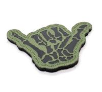 Shaka IRR Morale Patch Skeleton Hand Sign Military Hook and Loop 8x5.5cm Army Airsoft Badge (OD Green)
