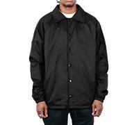 Shaka Wear Men’s Coach Jacket - Classic Windbreaker Nylon Water Resistance Relaxed Fit Snaps Blank Coat, Black, S