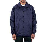 Shaka Wear Men’s Coach Jacket - Classic Windbreaker Nylon Water Resistance Relaxed Fit Snaps Blank Coat, Navy, M
