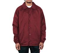 Shaka Wear Men’s Coach Jacket - Classic Windbreaker Nylon Water Resistance Relaxed Fit Snaps Blank Coat, Burgundy, XXL