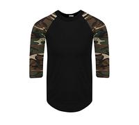 Shaka Wear Mens Baseball T Shirts Raglan 3/4 Sleeves Tee Cotton Jersey S-5Xl - black - Medium