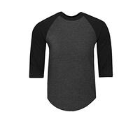 Shaka Wear Mens Baseball T Shirts Raglan 3/4 Sleeves Tee Cotton Jersey S-5Xl - grey - Medium