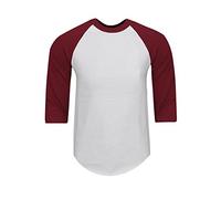 Shaka Wear Men's Cotton T-Shirt - Basic Short Sleeve Crew Neck Tee Top Tshirts Active 5.8 Ounce Regular Big Size S~5XL, White/Burgundy, S