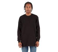 Shaka Wear Mens Cotton T Shirt - Max Heavyweight 7oz Long Sleeve Crew Neck Solid Color T-Shirt Regular Big Tall Size, Black, M
