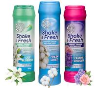 Shake and Vac Carpet Freshener | Carpet Odour Neutraliser Shake & Fresh Powder 3 x 500g Fresh Linen, Lily Blossom, Floral Garden