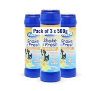 Shake & Fresh Carpet Freshener Powder - PET FRESH Scent - 3 x 500g (1.5kg Total) - Strong Odour Eliminator for Homes with Dogs & Cats - Removes Urine & Wet Dog Smells - Vacuum Deodoriser