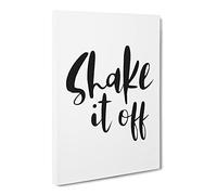Shake It Off Typography Quote Canvas Print | Gallery Wrapped 30mm Frame Wall Art | 20x14 inches | Ready to Hang | Modern Typography Picture | Living Room Bedroom Lounge Office