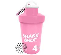 Shake Shot - Pink - 4oz Mini Shaker Bottle for Pre Workout, Creatine, Small Scoop Supplements (Not for Protein) Clip & Shaker Ball