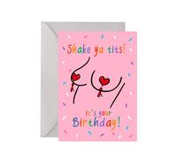 Shake Ya T*ts! Card - Happy Birthday Unique Greetings Funny Cheeky Rude Sexy Tassles Boobies Novelty Idea Gift Present Blank Plain Occasion Cards Envelope (Personalised Message)