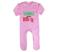 Shake Your Boo-Ty Halloween Statement Baby Romper Jumpsuit with feet, 0-3 Months, Pastel Pink