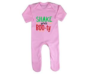 Shake Your Boo-Ty Halloween Statement Baby Romper Jumpsuit with feet, 6-12 Months, Pastel Pink