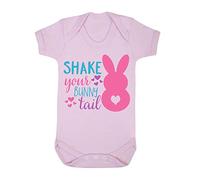 Shake Your Bunny Tail Statement Baby Grow Vest, 0-3 Months, Pastel Pink