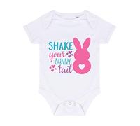 Shake Your Bunny Tail Statement Baby Grow Vest, 0-3 Months, White
