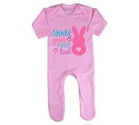 Shake Your Bunny Tail Statement Baby Romper Jumpsuit with feet, 3-6 Months, Pastel Pink