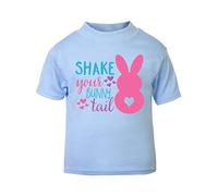 Shake Your Bunny Tail Statement Short Sleeve Cotton Toddler t Shirt, 3-4 Years, Pastel Blue