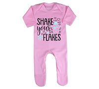 Shake Your Flakes Snowman Baby Romper Jumpsuit with feet, 3-6 Months, Pastel Pink