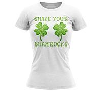 Shake Your Shamrocks T Shirt Womens St Patricks Day Irish Paddys Day Ireland Top Tee, XL, White
