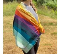 SHAKEitCOOL Large Cooling Shawl - Instant Heat Relief for Outdoor Events - Soft, Lightweight, Breathable, UPF40 Sun Protection, Machine Washable, Fashion Prints, Cooling Towel - Sunset Wave L