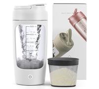 Shaker Bottle, Electric Shaker, USB C Rechargeable Electric Mixer, Refillable, Powerful for Smooth Protein Shakes - Includes Additional Storage, Cup 600ml (White)