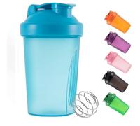 Shaker Bottle For Protein Powder Mixed Plastic Workout Water Bottle 400 ml with Mixball Non-Leak Cap Shaker Cups for Fitness Sports Gym Supplement Drinks Bottles (Blue)