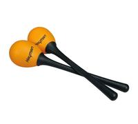 Shaker eggs, plastic, pair, with handle, orange, 40 grams