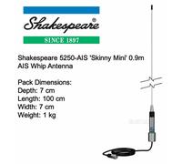 Shakespeare 5250-AIS 'Skinny Mini' 0.9m AIS Whip Antenna with 4.5m Cable & RG-58