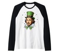 Shakespeare English Literature Leprechaun St. Patricks Day Raglan Baseball Tee
