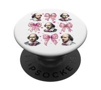 Shakespeare Literature Girl Coquette Bow Pink Mom PopSockets Adhesive PopGrip