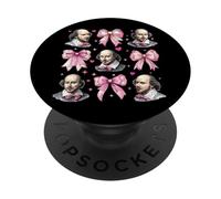 Shakespeare Literature Girl Coquette Bow Pink Mom PopSockets Adhesive PopGrip