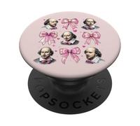 Shakespeare Literature Girl Coquette Bow Pink Mom PopSockets Adhesive PopGrip
