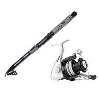 Shakespeare MACH 1 Fishing Combo, 9ft Telescopic Rod with 3BB 50FD Reel and Line, Black and Silver