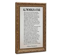 Shakespeare Quote All The World's A Stage As You Canvas Poster | 12"L x 18"W, Retro Gold Frame, Multiple sizes, Multiple frame styles, Wall Art Paintings, for Bedroom Decor