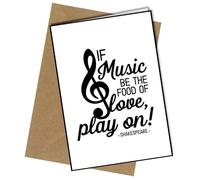 Shakespeare Quote If Music Be The Food Of Love A5 Birthday Card | Envelope Included | Blank Inside | Unique Design | Personalised Free of Charge