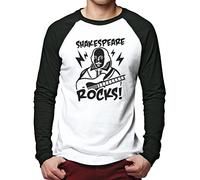 Shakespeare Rocks Literature Books Men's Baseball Top - White/Black Small